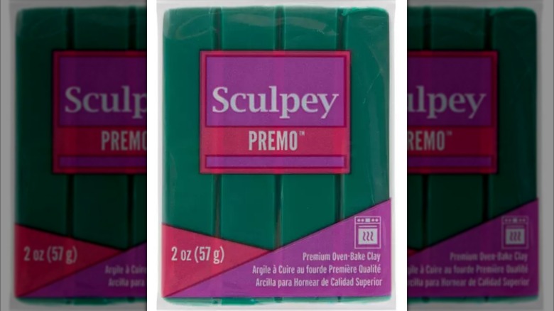 A pack of green Sculpey premo clay