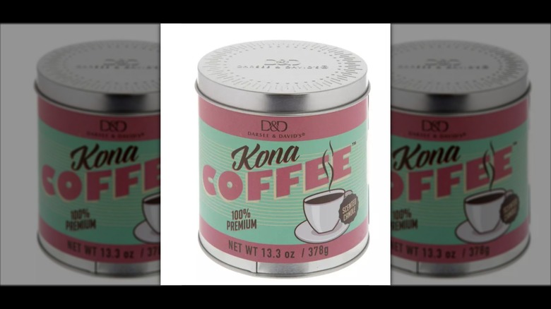 Pastel teal and pink Kona coffee tin can candle