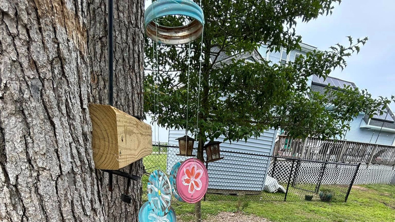 Windchimes made from Mason jar lids