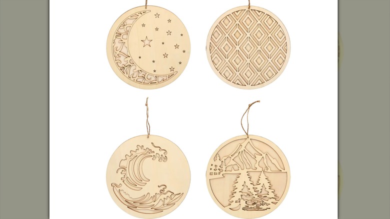 Four different hanging wood decor designs