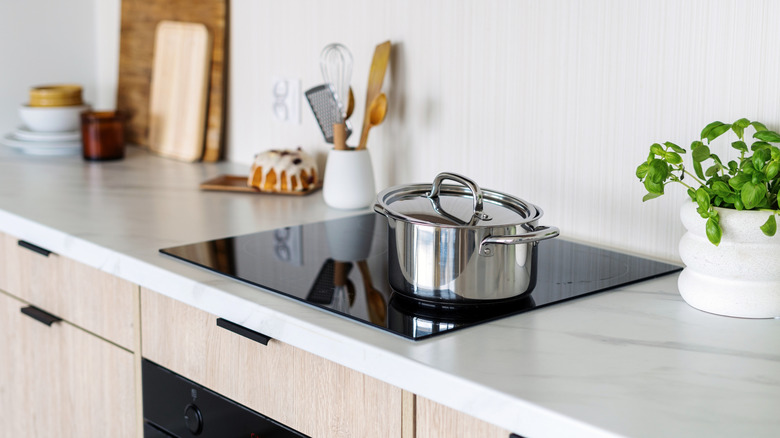 A glass induction cooktop