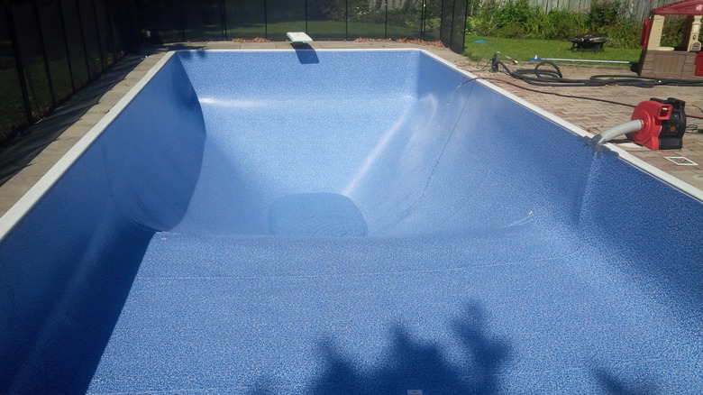 New pool liner just after being installed
