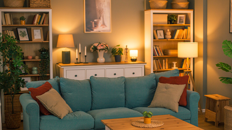 Living room with couch and lots of decorative items