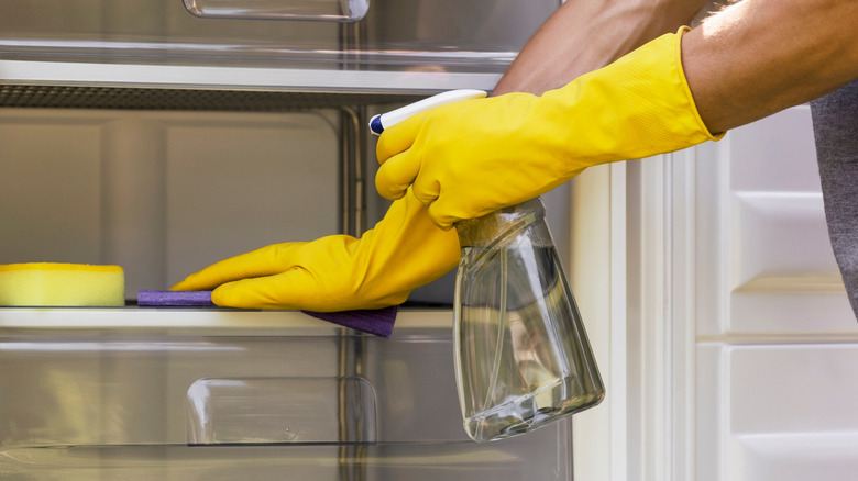 Cleaning out a refrigerator