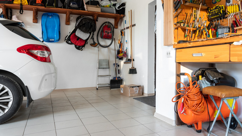 Car in a tidy garage