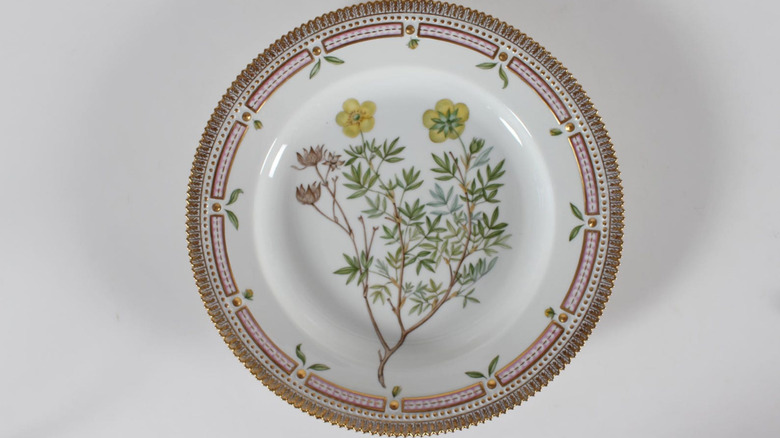 A Flora Danica Royal Copenhagen plate on display