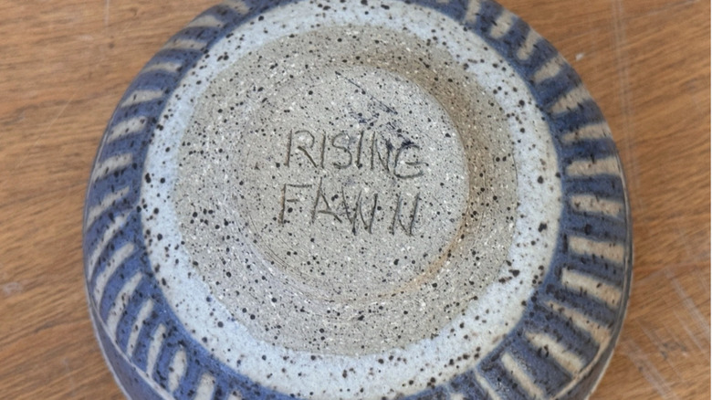 Closeup of makers mark on Charles Counts pottery