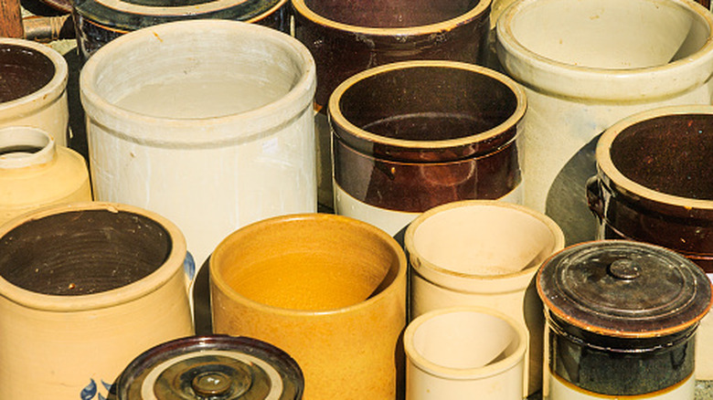 Collection of stoneware crocks