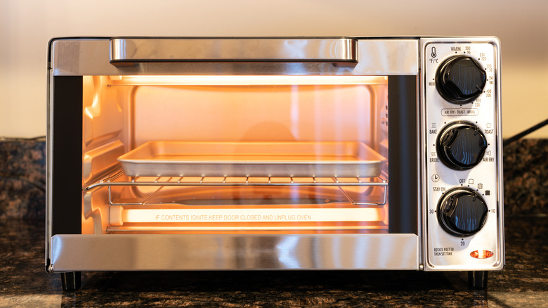 Toaster oven on counter