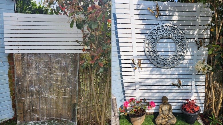 Privacy screen made from old blinds