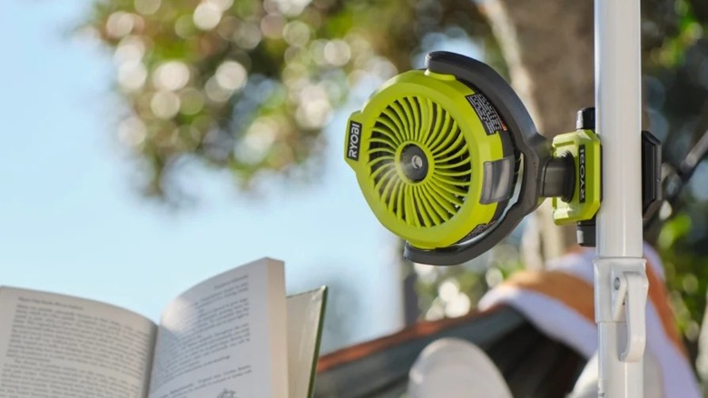 Ryobi USB Lithium Cordless Misting Clamp Fan Kit
