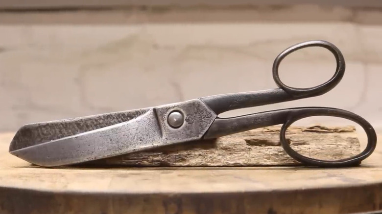 A pair of silver antique scissors