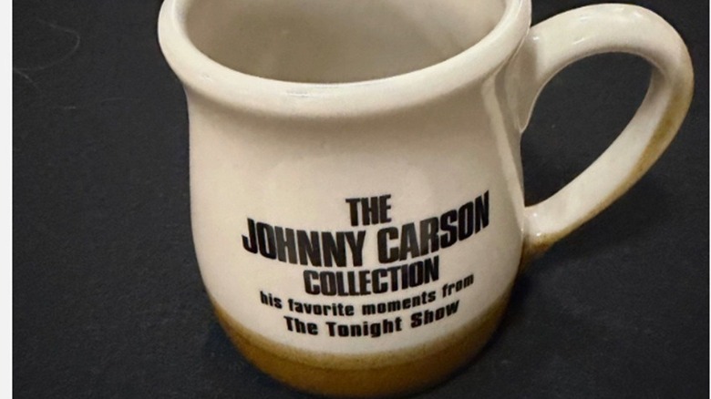 A Johnny Carson mug from the classic talk show.