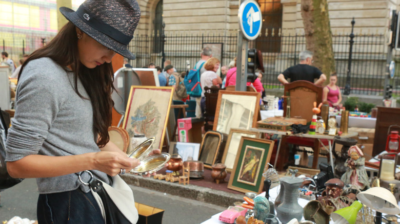A woman shopping in vintage market