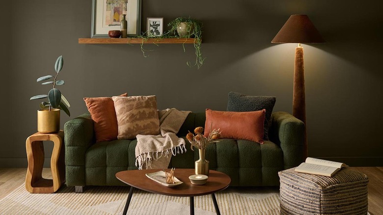 Behr's Color of the Year, Grounded, on a living room wall