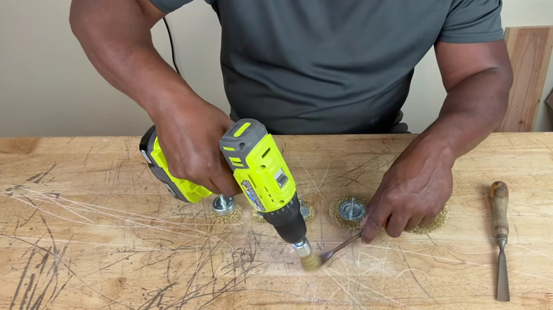 Removing rust from a tool with a wire wheel