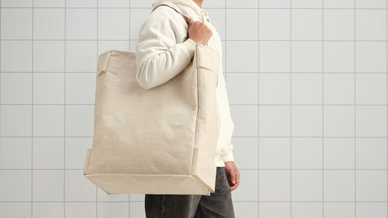 a woman carrying a PURRPINGLA Laundry Bag