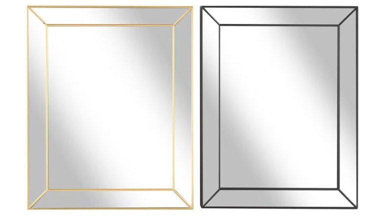 A gold and black mirror side by side