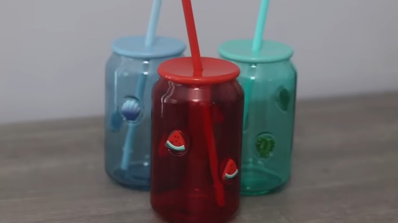 Three colorways of Dollar Trees dupe juice tumbler
