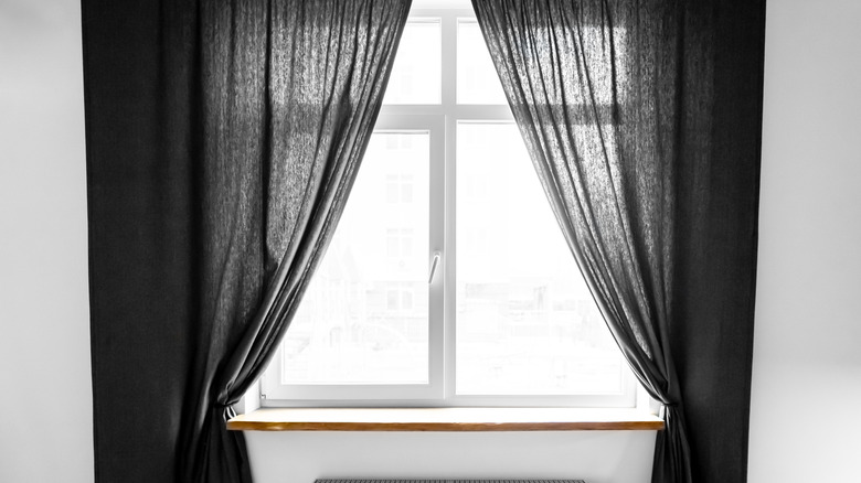 Black sheer fabric curtains