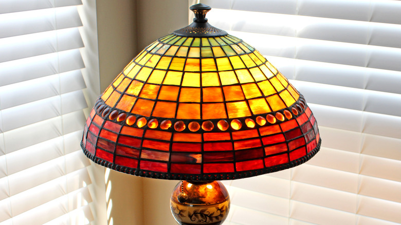 Brightly colored Tiffany lamp