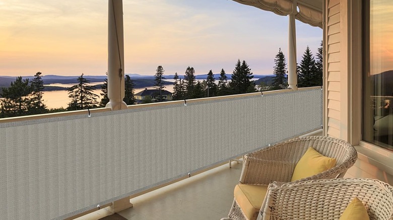 Sunny Guard privacy screen installed along a railing