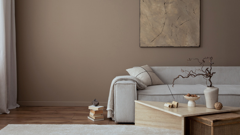 taupe living room with wood