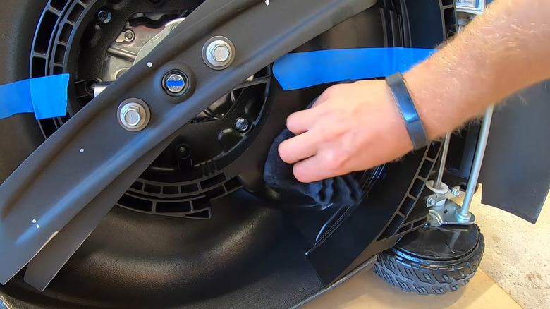 Applying a ceramic coating to a push mower's deck