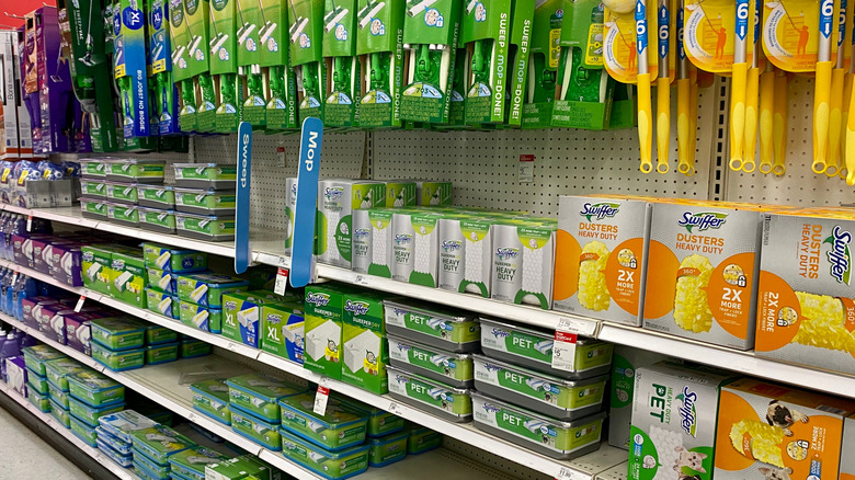 Swiffer products on the shelf in a Target store