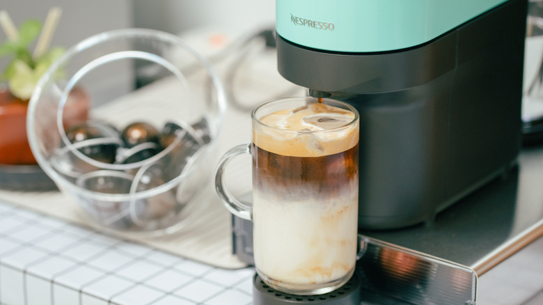 Coffee being made in an Nespresso machine