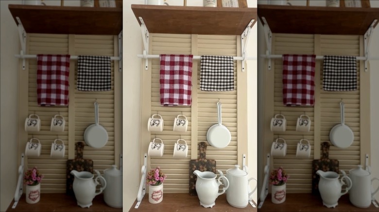 Window shutters used a kitchen cabinet.