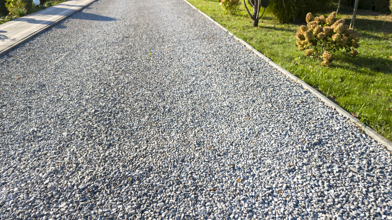 gravel driveway with concrete edging