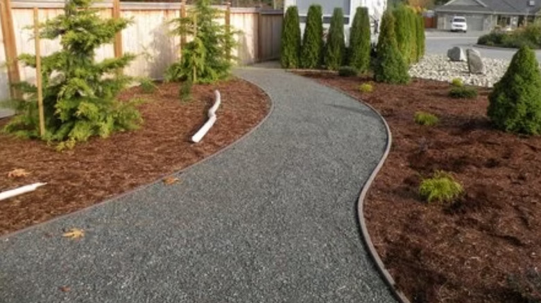 Gravel driveway with Bender Board edging