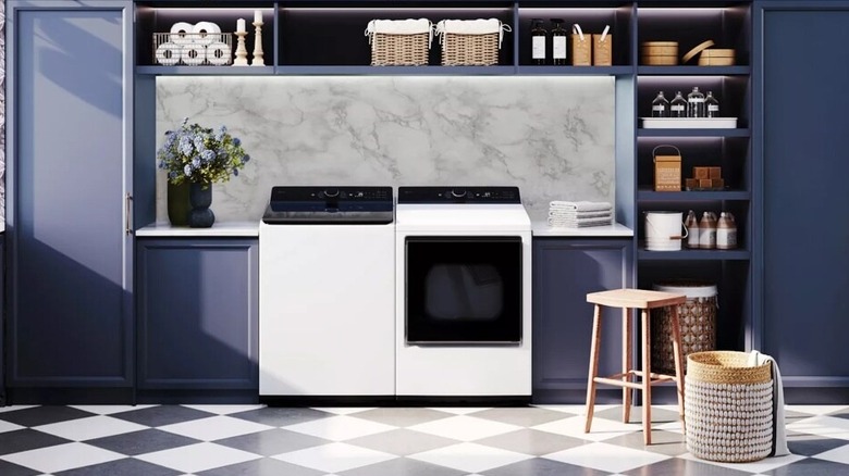 LG WT8405CW in laundry room with companion dryer