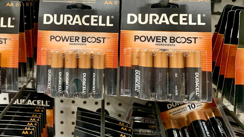 duracell AA batteries on the rack