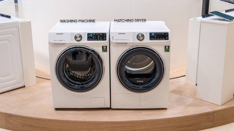 Samsung washer and dryer pair next to each other
