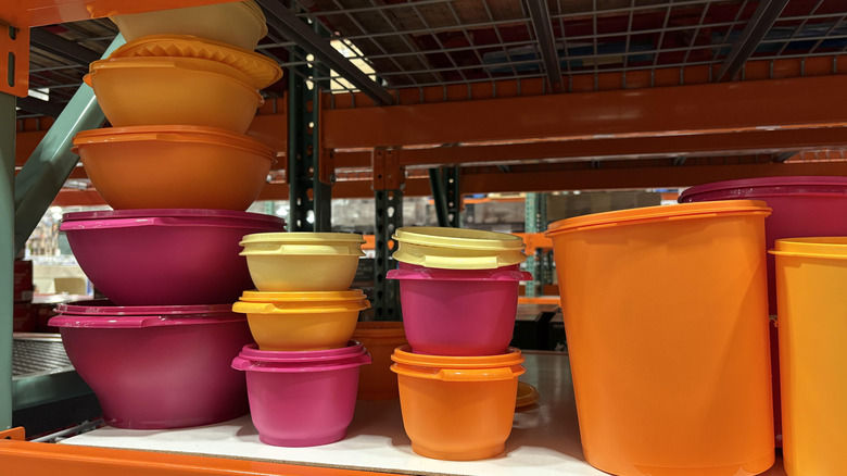 the Tupperware Heritage Collection on shelves at Costco