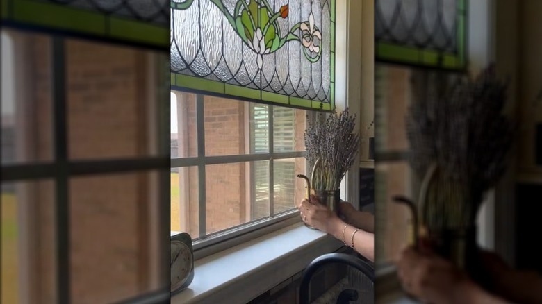 Saira Steelman's stained glass kitchen window panel