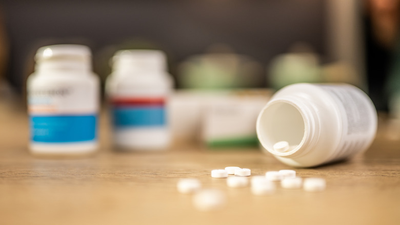 multiple plastic medicine bottles