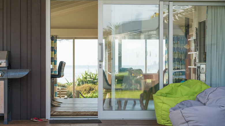 Open sliding glass door