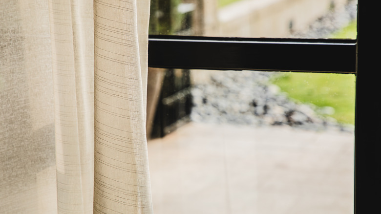 a translucent curtain by a window