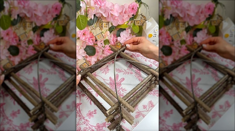 Building a basket with sticks