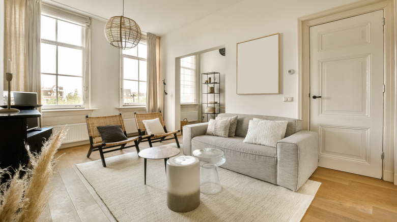 Living room with warm, off-white walls