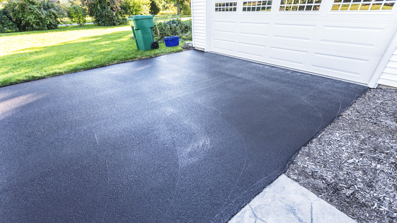 Fresh asphalt driveway