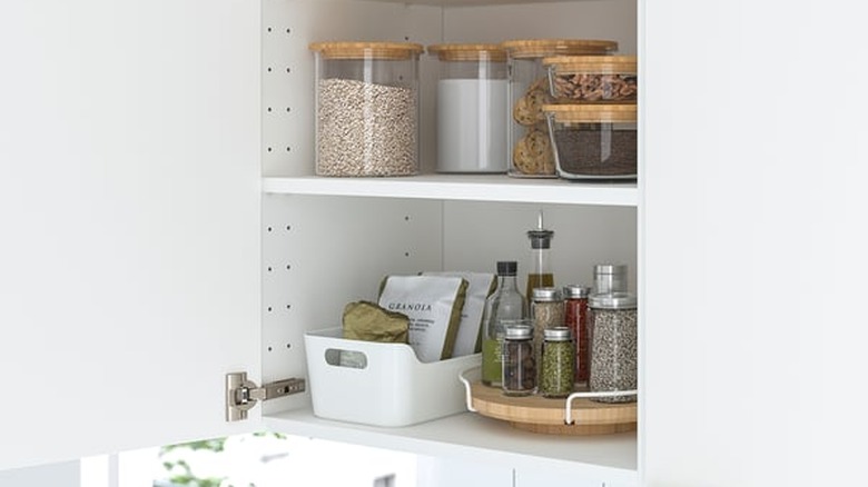 IKEA APTITLIG Lazy Susan on kitchen cabinet shelf with other organizers