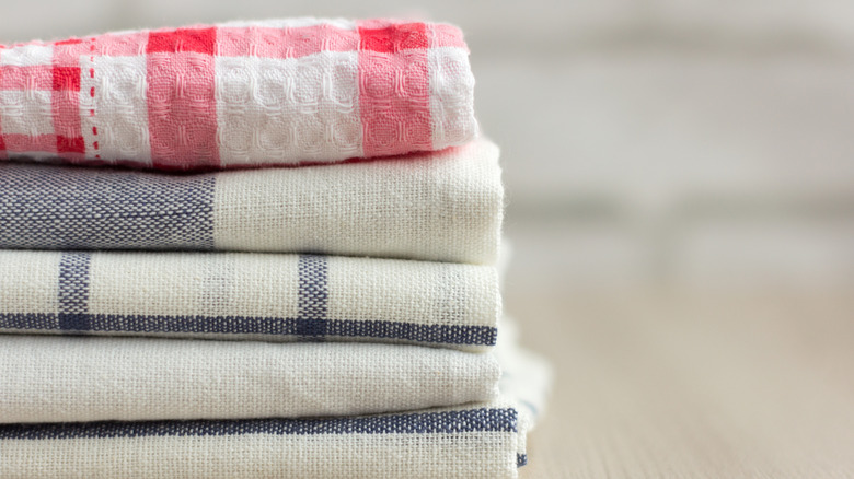 Stack of kitchen towels