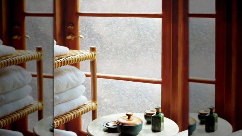 Artscape rice paper window film in zen room