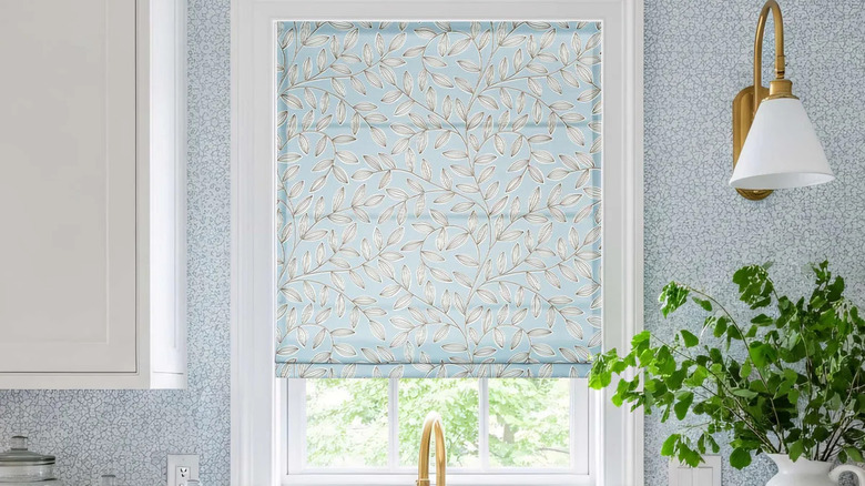 Roman shade in kitchen