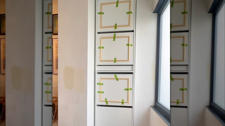customizing the doors of the IKEA BISSA shoe cabinets with picture box molding
