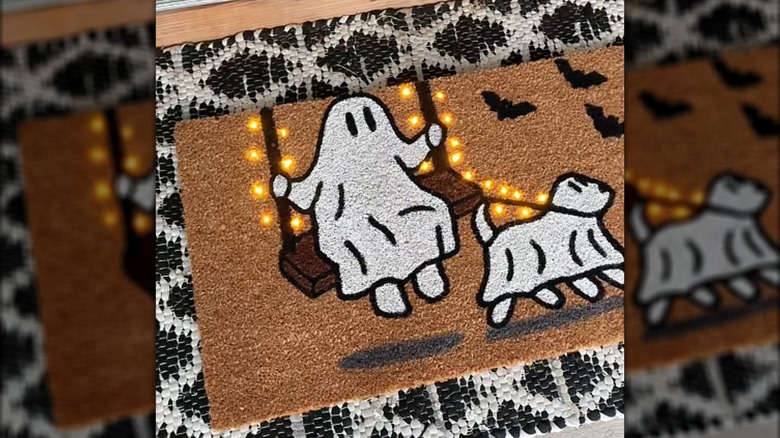 DIY painted coir doormat with lights integrated in it
